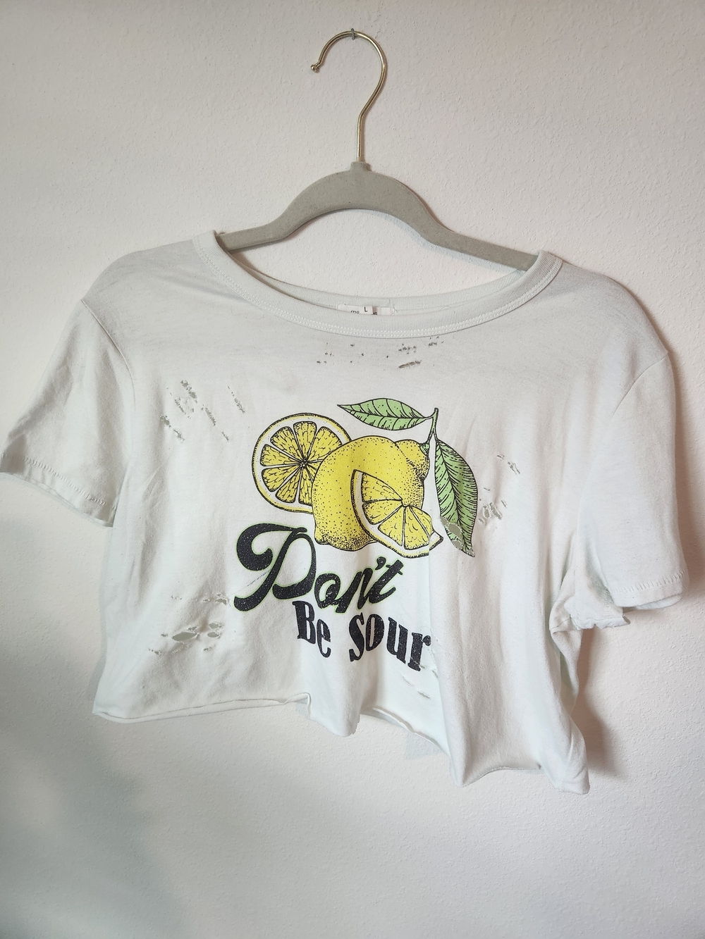 Distressed Yellow Lemon Graphic Crop Tee